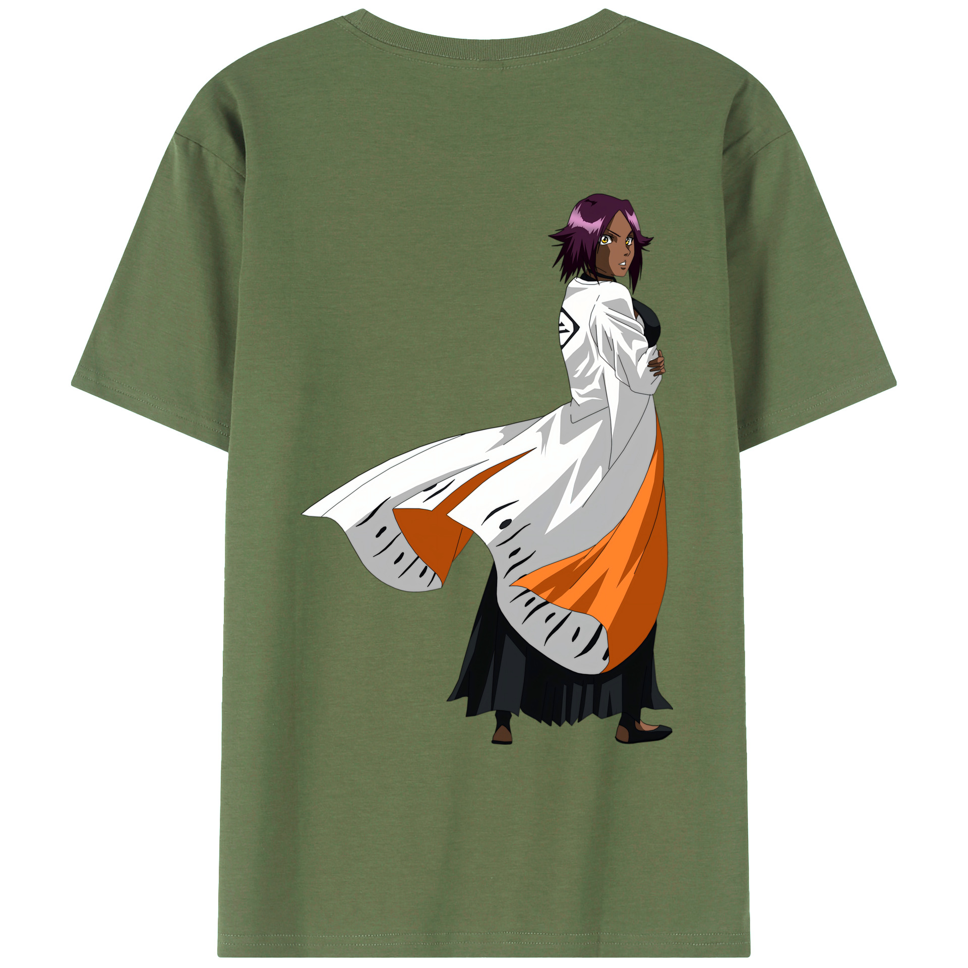 （画像用） ブリーチ 四楓院 夜一（しほういん よるいち） BLEACH Shihouin Yoruichi 綿100％ メンズ半袖Tシャツ（バックプリント） 通気性